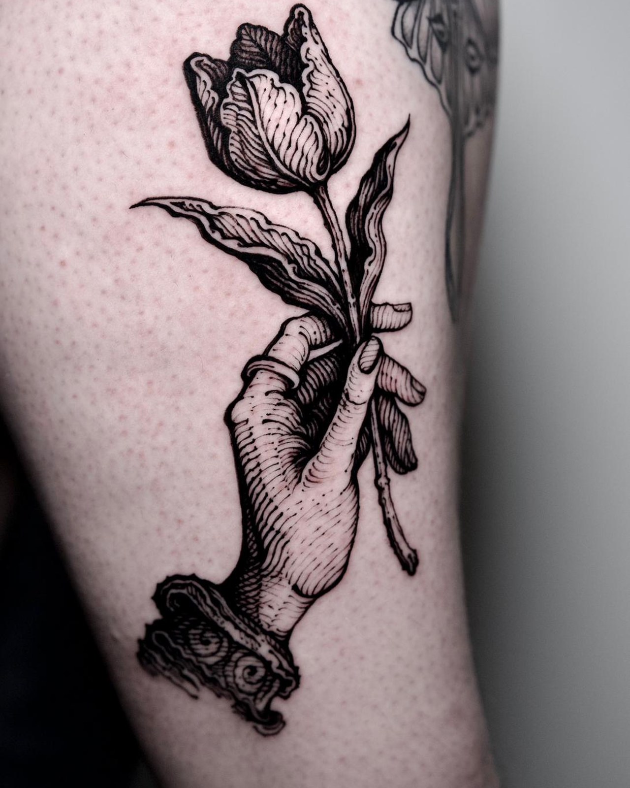 Engraving / Etching tattoo example — London's Glitch